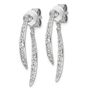 Rhodium Over 14K White Gold Lab Grown Diamond Front and Back Post Dangle Earrings