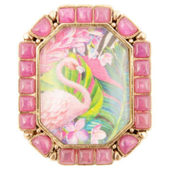Barse Jewelry Flamingo Pink Agate Gold Tone Statement Ring
