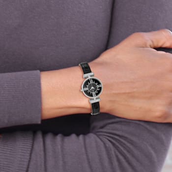 Ladies Charles Hubert Stainless Steel Black Dial Watch