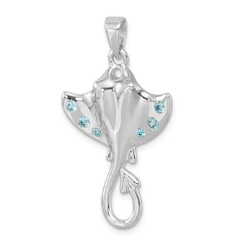 Rhodium Over Sterling Silver Polished Cubic Zirconia Sting Ray Pendant