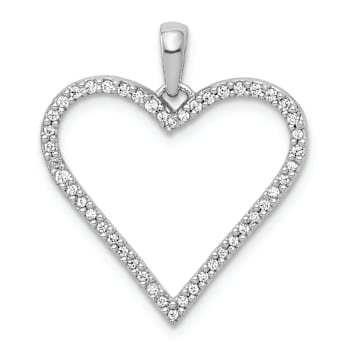Rhodium Over 14k White Gold Diamond Heart Pendant