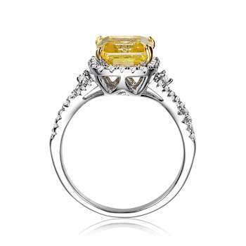 Citrine Color CZ Twisted Solitaire Ring In Sterling Silver
