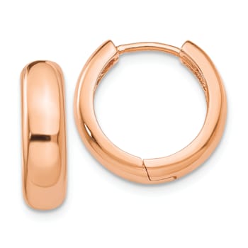 14k Rose Gold 9/16" Round Hinged Hoop Earrings