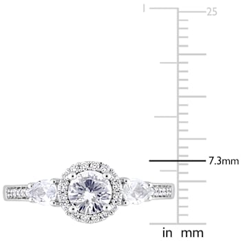 White Sapphire and Diamond 14K White Gold Ring 1.08ctw