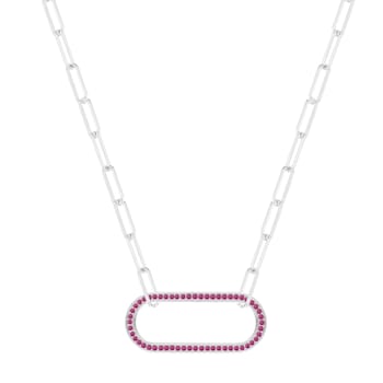 Ruby Sterling Silver Bar Necklace