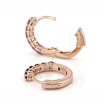 Color Shift Garnet Hoops In 18K Rose Gold Over Sterling Silver 1.73ctw