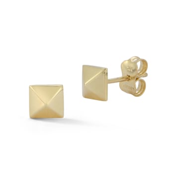 Bellissima Gold 14K Yellow Gold Square Pyramid Studs