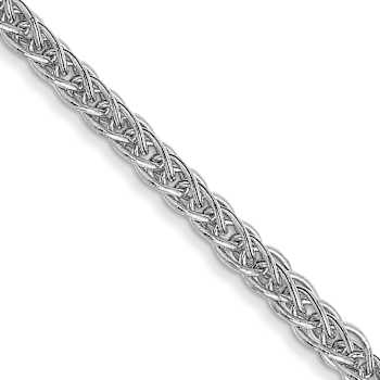 Rhodium Over 14k White Gold 2mm 3-Wire Wheat Link 18 Inch Chain