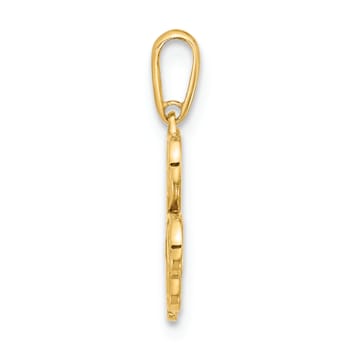 14K Yellow Gold Polished Three Leaf Clover Pendant