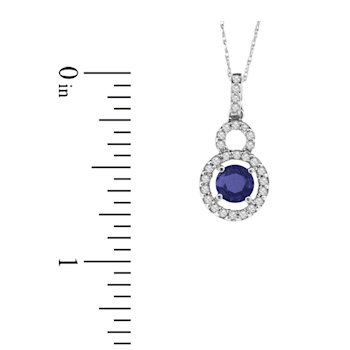 0.80ctw Blue Sapphire and White Diamond Pendant 14k White Gold