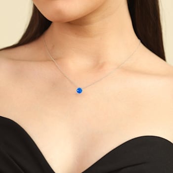 Lab Created Blue Opal and White CZ Accents Rhodium Over Sterling Silver
Pendant Style Necklace