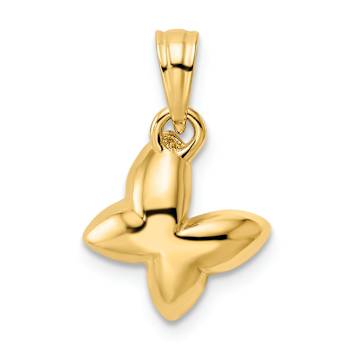 14K Two-tone Gold Half Diamond-Cut Butterfly Pendant