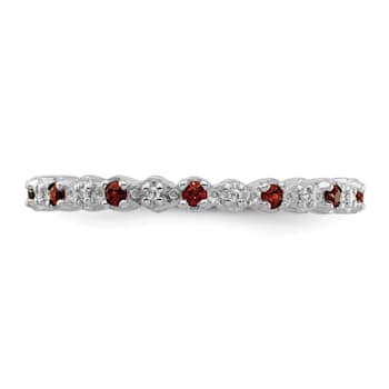 Sterling Silver Stackable Expressions Garnet and Diamond Ring
