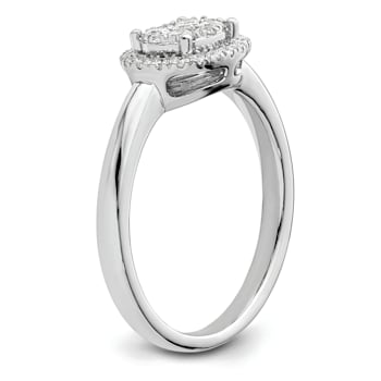 Rhodium Over 14K White Gold Diamond Oval Halo Cluster Engagement Ring 0.30ctw