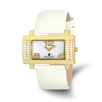 Ladies Charles Hubert Stainless White Leather 40x23mm Watch