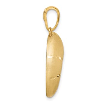 14K Yellow Gold Satin Diamond-cut Nautilus Shell Pendant