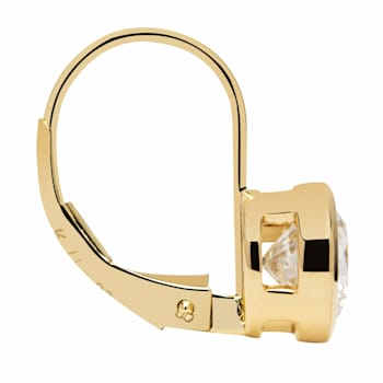White Cubic Zirconia 14k Yellow Gold Earrings With Velvet Gift Box 2.00ctw