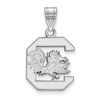 Rhodium Over Sterling Silver LogoArt University of South Carolina Medium Pendant