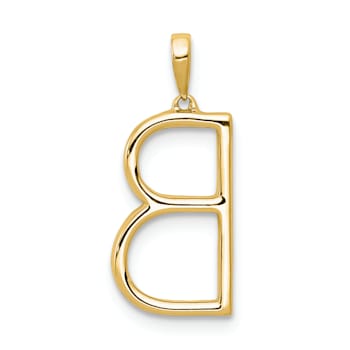 14K Yellow Gold Diamond Letter B Initial Pendant