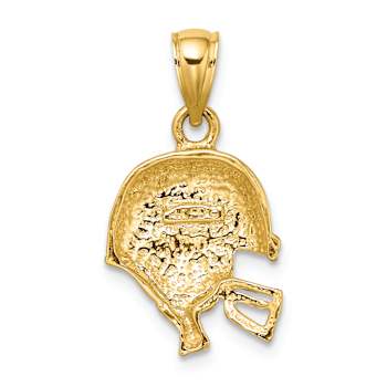 14k Yellow Gold Polished and Textured Open-Backed Football Helmet pendant