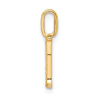 14K Yellow Gold Diamond Letter I Initial Pendant