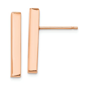 14K Rose Gold Polished Bar Dangle Earrings
