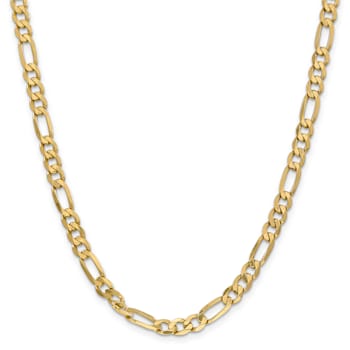 14K Yellow Gold 6.25mm Flat Figaro Chain Necklace