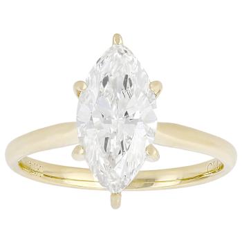 Lab-Grown Diamond Marquise Solitaire Ring In 14K Yellow Gold 2.00ct