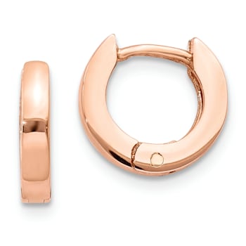 14K Rose Gold 3/8" Round Hinged Hoop Earrings