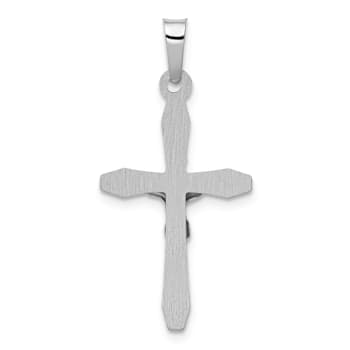 Rhodium Over 14K White Gold Polished INRI Crucifix Pendant