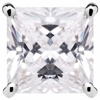White Cubic Zirconia 14k White Gold Studs With Velvet Gift Box 3.00ctw