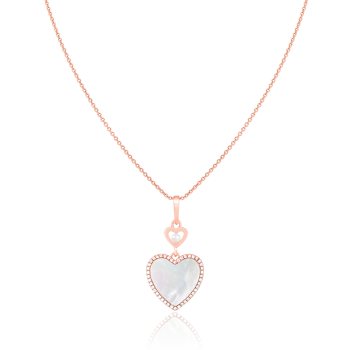 3-3½mm Cultured Freshwater, Mother of Pearl and Cubic Zirconia Rhodium
Over Sterling Silver Pendant