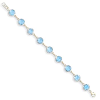 14K Yellow Gold Blue Topaz Circle 8-inch Bracelet