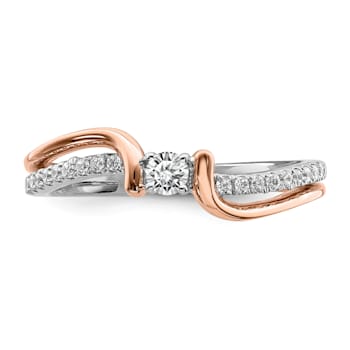 14K Two-tone White and Rose Gold First Promise Diamond Promise Ring 0.20ctw