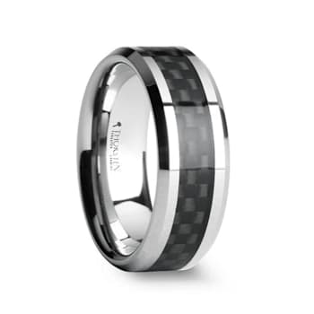 MAXIMUS Black Carbon Fiber Inlay Tungsten Carbide Wedding Band 12mm