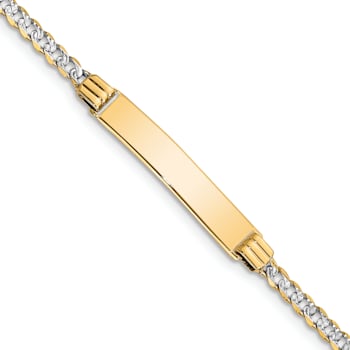 14k Yellow Gold and Rhodium Over 14k Yellow Gold Children's Pavé Curb
Link ID Bracelet
