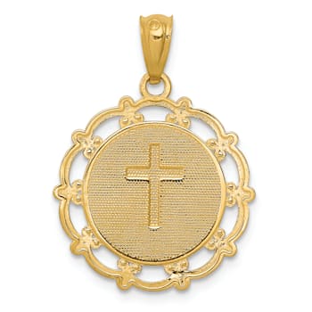 14K Yellow Gold with White Rhodium Baptism Pendant