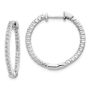 Rhodium Over 14K White Gold Oro Spotlight Lab Grown Diamond SI+, H+, In
and Out Hinged Hoop Earrings