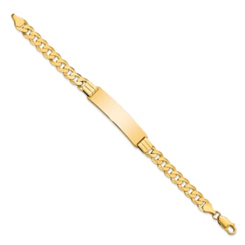 10k Yellow Gold Flat Curb Link ID Bracelet