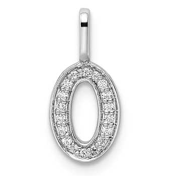 Rhodium Over 14k White Gold Diamond Number 0 Pendant