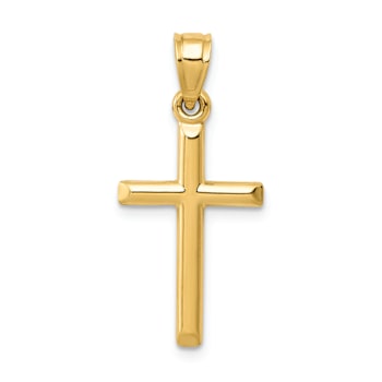14k Yellow Gold Polished Cross Pendant