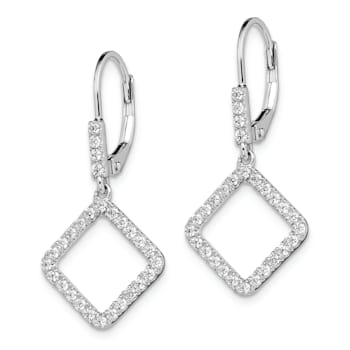 Rhodium Over 14K White Gold Lab Grown Diamond SI1/SI2, G H I, Square
Leverback Earring