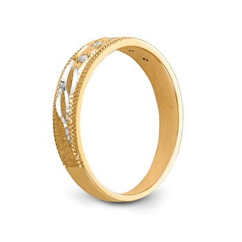14K Yellow Gold AA Quality Ladies Wedding Band 0.05ctw