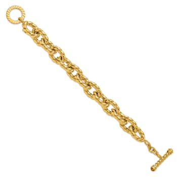 14K Yellow Gold Citrine Twisted Oval Link 8.5-inch Toggle Bracelet