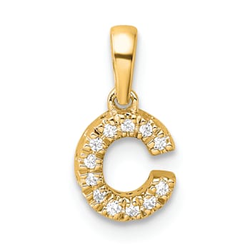 14K Yellow Gold Diamond Letter C Initial with Bail Pendant