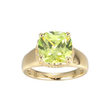 Green And White Cubic Zirconia 18k Yellow Gold Over Silver August
Birthstone Ring 6.98ctw