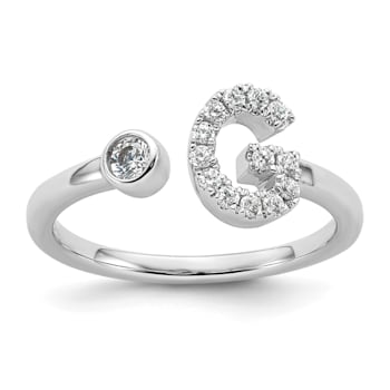 Rhodium Over 14K White Gold Lab Grown Diamond VS/SI GH, Initial G
Adjustable Ring