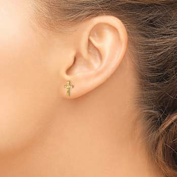14k Yellow Gold Children's Crucifix Stud Earrings