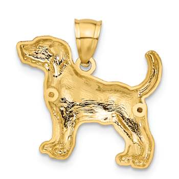 14k Yellow Gold Diamond-Cut Beagle Pendant