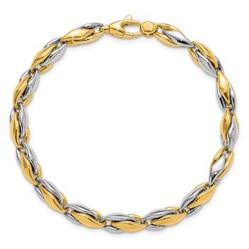 14K Two-tone Gold 5.6mm Polished Fancy Link Bracelet